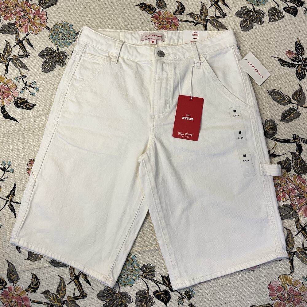 Lucky Brand Jean Shorts White Size 26(2) Women's Loose Bermuda High-Rise